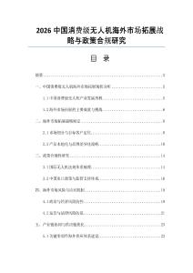2026中国消费级无人机海外市场拓展战略与政策合规研究
