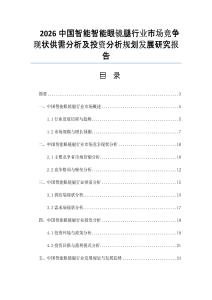 2026中国智能智能眼镜腿行业市场竞争现状供需分析及投资分析规划发展研究报告