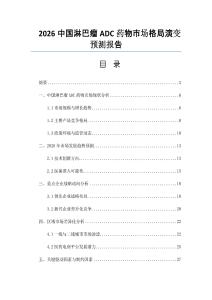 2026中国淋巴瘤ADC药物市场格局演变预测报告