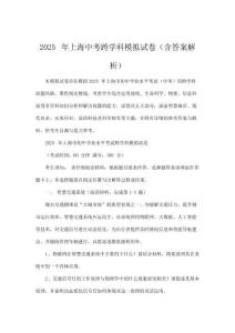 2025年上海中考跨学科模拟试卷（含答案解析）