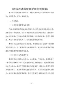 青年创业孵化基地建设项目专项债可行性研究报告