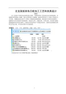 左支架前刹车凸轮加工工艺规程及钻3-φ13孔夹具设计