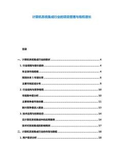 計算機系統集成行業的項目管理與有機增長