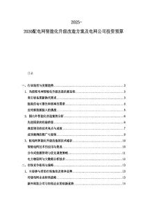 2025-2030配电网智能化升级改造方案及电网公司投资预算