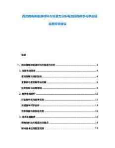 西北锂电新能源材料市场潜力分析电池回收体系与供应链完善投资建议