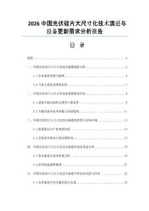 2026中國光伏硅片大尺寸化技術(shù)演進(jìn)與設(shè)備更新需求分析報告