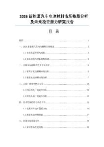 2026新能源汽车电池材料市场格局分析及未来投资潜力研究报告