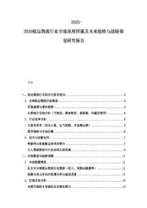 2025-2030航运物流行业市场深度挖掘及未来趋势与战略规划研究报告