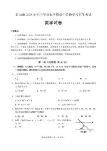 2026年眉山市中考数学试卷（含答案）
