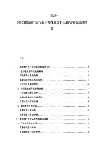 2025-2030氢能源产业行业市场发展分析及投资机会预测报告