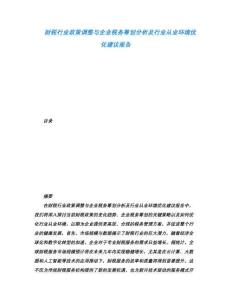 財(cái)稅行業(yè)政策調(diào)整與企業(yè)稅務(wù)籌劃分析及行業(yè)從業(yè)環(huán)境優(yōu)化建議報(bào)告