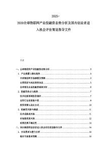 2025-2030全球物联网产业投融资态势分析及国内创业者进入机会评估策划指导文件