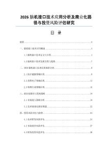 2026脑机接口技术应用分析及商业化路径与投资风险评估研究