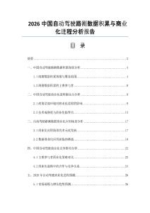 2026中国自动驾驶路测数据积累与商业化进程分析报告
