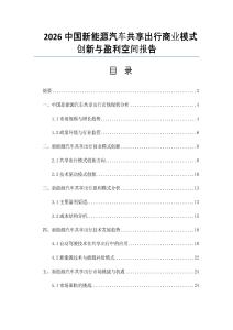 2026中國新能源汽車共享出行商業模式創新與盈利空間報告