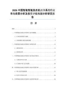 2026中国智能智能洗衣机洁净系统行业市场供需分析及投资评估规划分析研究报告