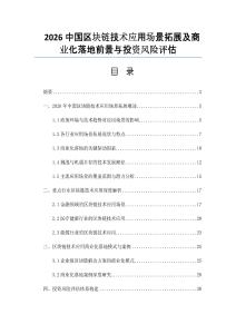 2026中国区块链技术应用场景拓展及商业化落地前景与投资风险评估