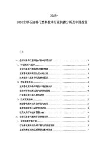2025-2030全球石油替代燃料技術(shù)行業(yè)供需分析及中國投資