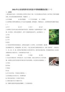 2026年山东省菏泽市东明县中考物理模拟试卷（一）（含答案）