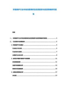 环境保护行业市场深度调研及投资前景与投资策略研究报告