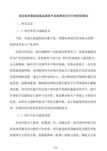 低空经济基础设施及服务平台国债项目可行性研究报告