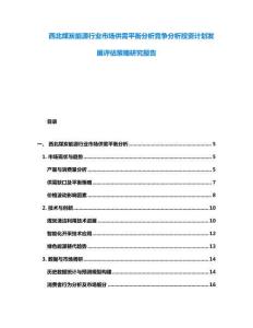 西北煤炭能源行业市场供需平衡分析竞争分析投资计划发展评估策略研究报告