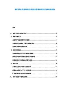 采矿行业市场供需分析及投资评估规划分析研究报告