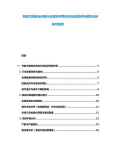 节能太阳能光伏板行业现状供需分析及投资评估规划分析研究报告
