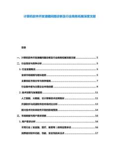 计算机软件开发潜藏问题诊断及行业商务拓展深度文献