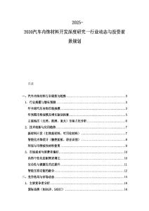 2025-2030汽車內飾材料開發深度研究一行業動態與投資前景規劃