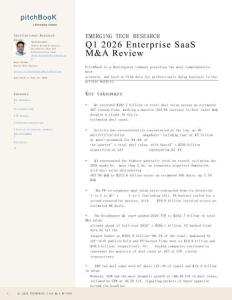PitchBook-2026年第一季度企业SaaSM&A回顾 EMERGING TECH RESEARCH Q1 2026 Enterprise SaaS M&A Review页