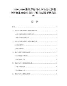 2026-2030系泊浮标行业市场现状供需分析及重点企业投资评估规划分析研究报告