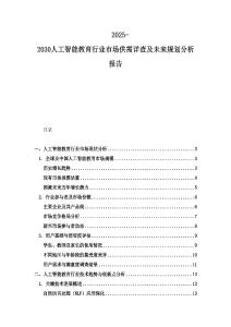 2025-2030人工智能教育行业市场供需详查及未来规划分析报告