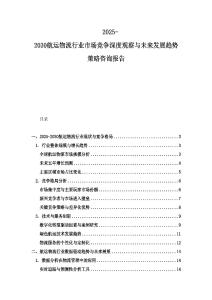 2025-2030航运物流行业市场竞争深度观察与未来发展趋势策略咨询报告