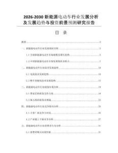 2026-2030新能源电动车行业发展分析及发展趋势与投资前景预测研究报告