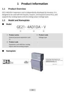 INOVANCE匯川GE21-4AD1DA-V模擬量輸入輸出電壓型擴展卡英文用戶手冊