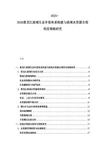 2025-2030黑龙江流域生态补偿体系构建与流域水资源合理利用策略研究