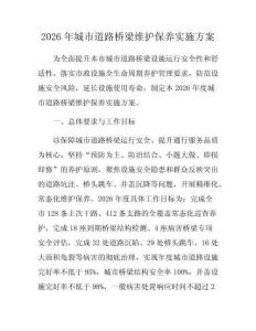 2026年城市道路桥梁维护保养实施方案