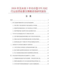 2026年及未來5年內中國EPE內襯行業投資前景及策略咨詢研究報告