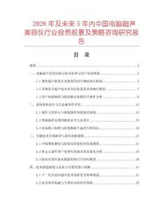 2026年及未来5年内中国电脑超声美容仪行业投资前景及策略咨询研究报告
