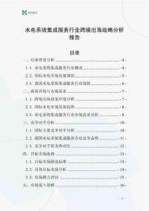 水电系统集成服务行业跨境出海战略分析报告