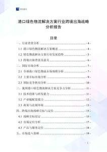 港口綠色物流解決方案行業跨境出海戰略分析報告
