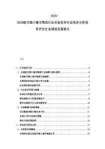 2025-2030航空港口城市物流行業(yè)市場競爭行業(yè)現(xiàn)狀分析投資評估行業(yè)規(guī)劃發(fā)展報(bào)告