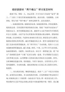 组织部部长“两个确立”研讨发言材料