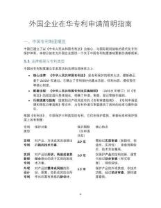 外國企業在華專利申請簡明指南