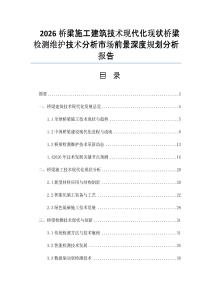2026橋梁施工建筑技術現代化現狀橋梁檢測維護技術分析市場前景深度規劃分析報告