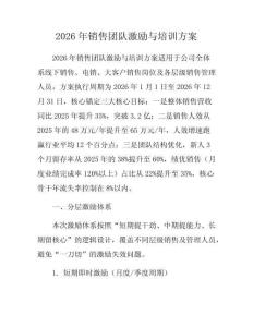 2026年銷售團隊激勵與培訓方案