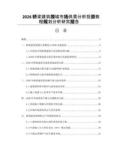 2026橋梁建筑領域市場供需分析投資教程規劃分析研究報告