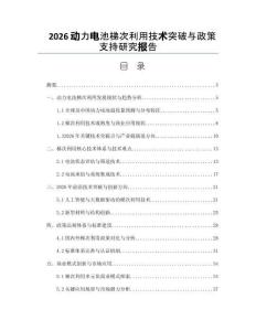 2026動力電池梯次利用技術(shù)突破與政策支持研究報(bào)告