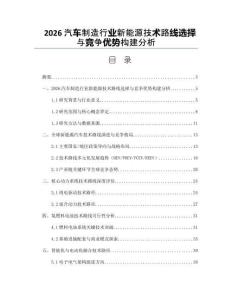 2026汽車制造行業新能源技術路線選擇與競爭優勢構建分析